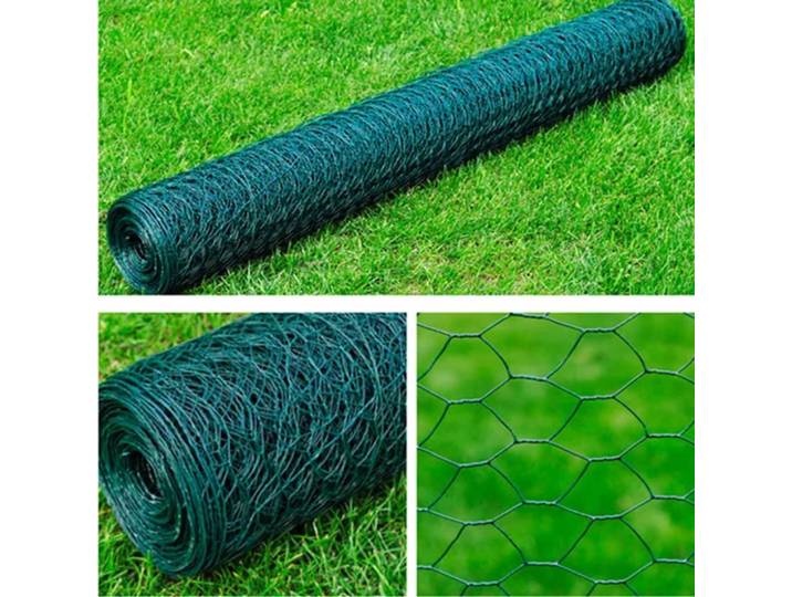 vidaXL Maschendraht Stahl Hexagon 1x25 m Dunkelgrün