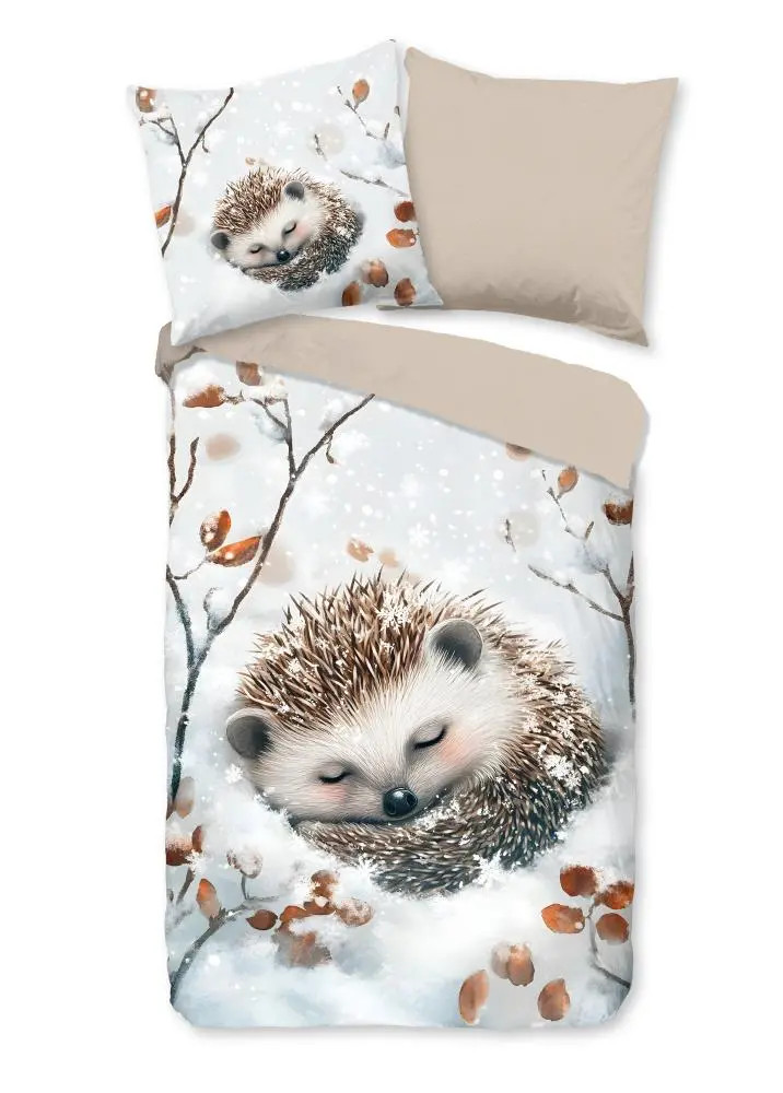 Good Morning Kinderdekbedovertrek Jussi - Grijs/Beige - 135 x 200 cm - 100% Katoen Flannel