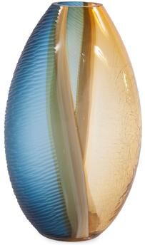 Allan Andrews Decorative Blue & Orange Hand Blown Glass Vase, Large