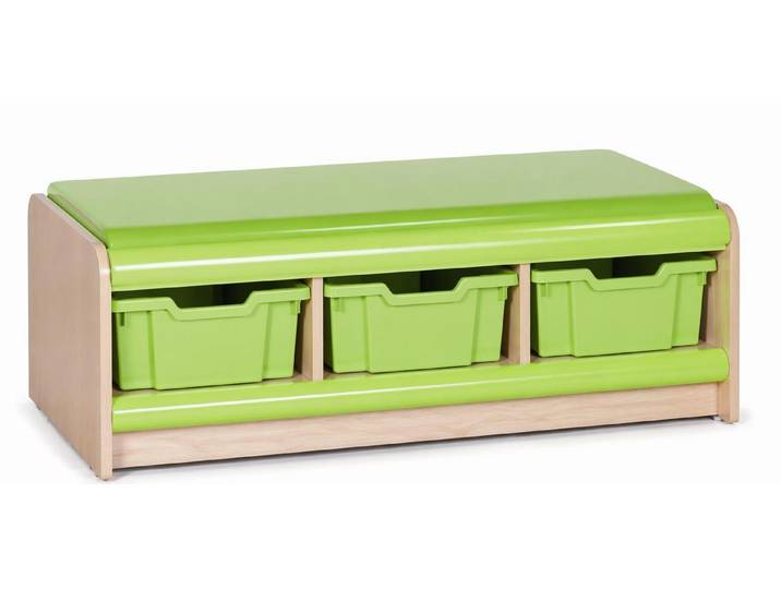 JVmoebel Truhenbank Praktische Aufbewahrungsbank mit grünen Boxen für Kinderzimmer, Made in Europa