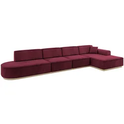 ECKSOFA Ottomane Rechts IREA-L3 - 412x165x80 cm Bordeauxrot