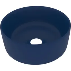vidaXL Luxuriöses Waschbecken Rund Matt Dunkelblau 40x15 cm Keramik