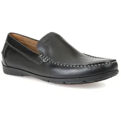 Mokassin GEOX "U SIRON A", Herren, Gr. 45, schwarz, Leder, Schuhe Mokassin, Loafer, Business Schuh, Autofahrer Schuhe mit Ziernaht