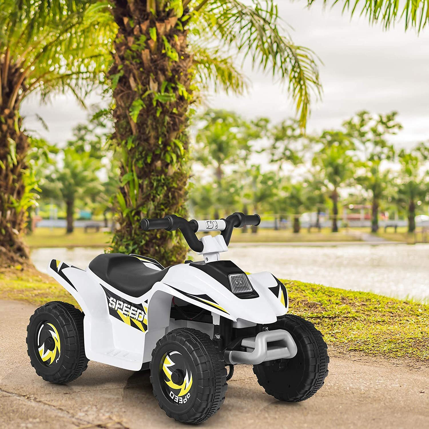 Costway 6V Elektrische kinderauto met voor- en achteruitversnelling, mini kinderquad/ATV voor kinderen vanaf 3 jaar, tot 30 kg