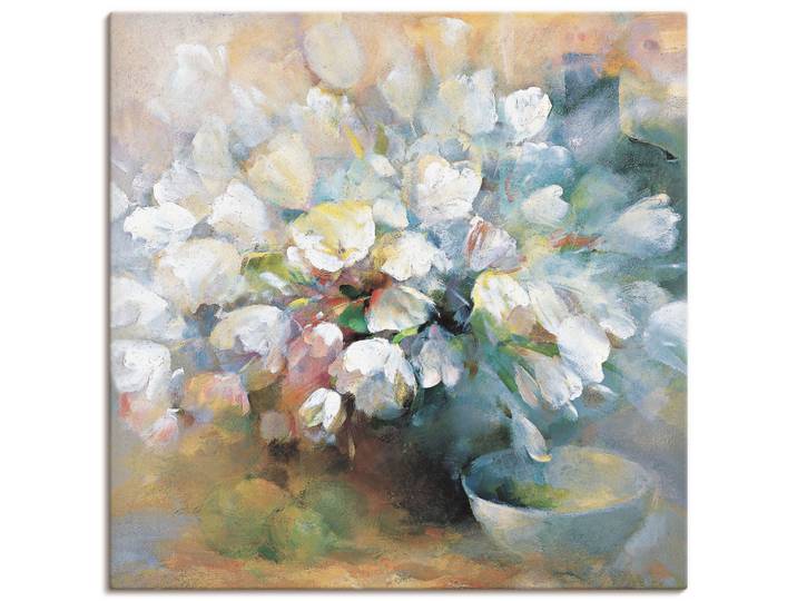Leinwandbild ARTLAND Strahlend weisse Tulpen I , braun (farbe bild(er): braun), B:30cm H:30cm, Bilder, Leinwandbild, auf Holzrahmen gespannt