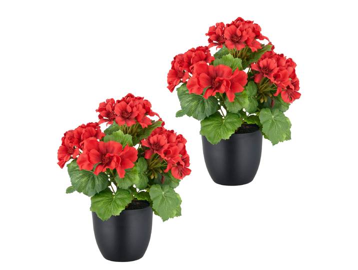 Kunstblume Geranienbusch 26cm Rot