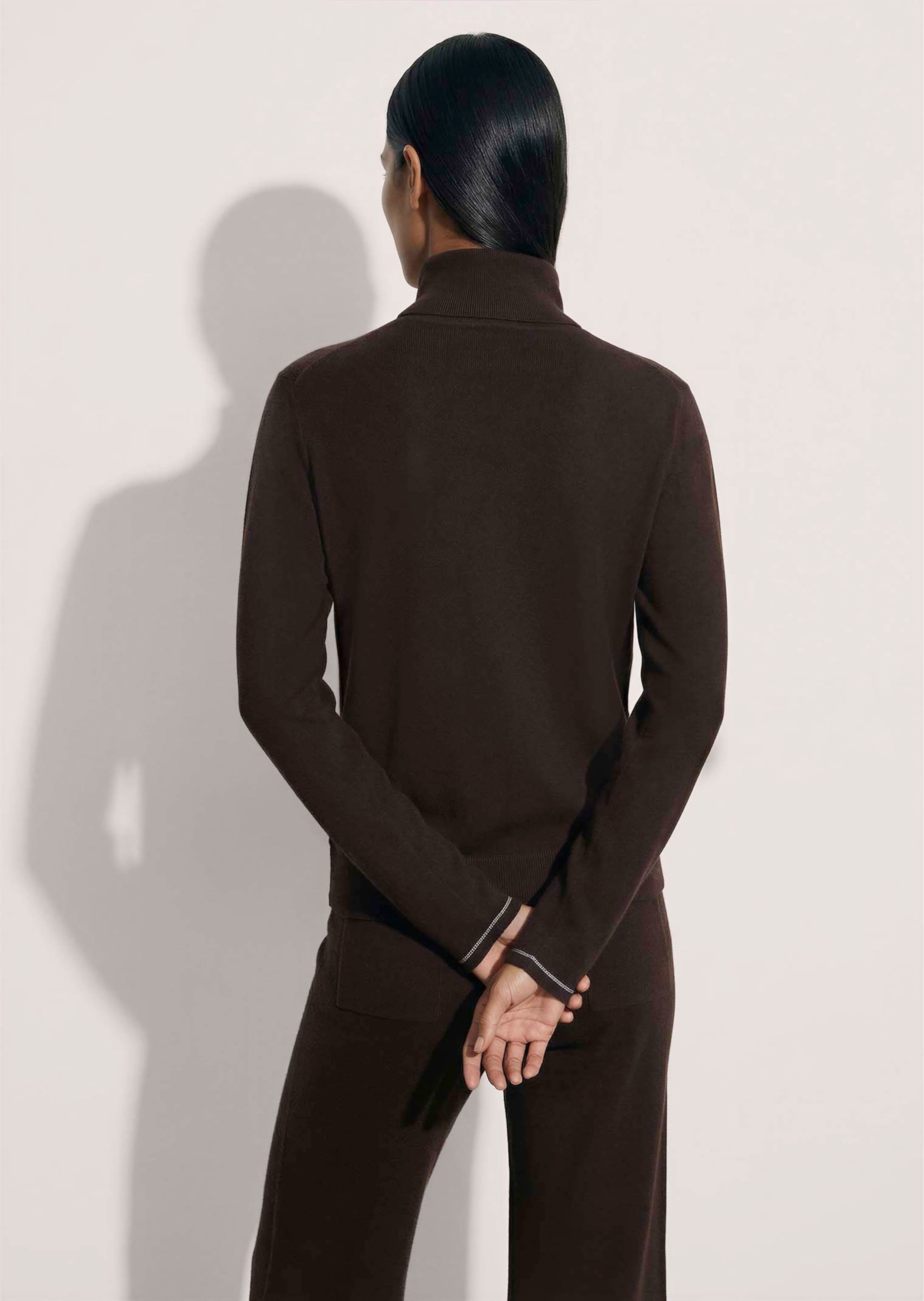 Longpullover MADELEINE "Pullover Rollkragen-Pullover aus Schurwolle", Damen, Gr. 48, braun, Modern, tailliert, Pullover Longpullover