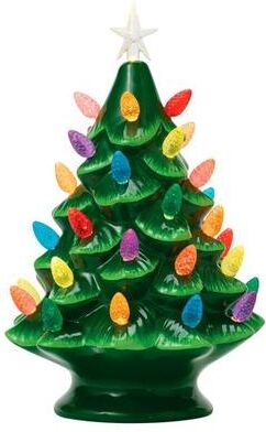 Enesco/Dept 56 Retro LED Christmas Tree Table Accent Green , Green