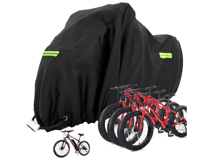 Fahrradabdeckung Oxford 210 x 112 x 112 cm mit Schlosslöchern und Reflexstreifen, Schwarz, 112x112x210 cm, Freizeit & Co, Sport & Fitness, Fahrräder, Fahrradzubehör