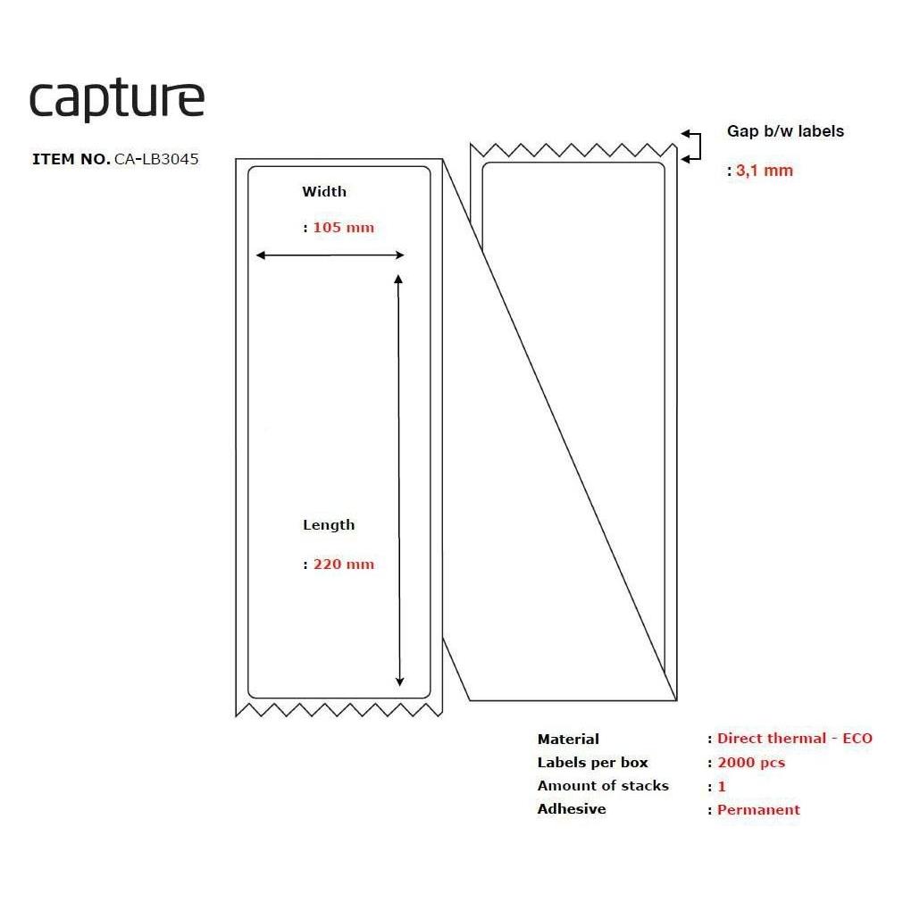 Capture Label 105x220, Core Fanfold (CA-LB3045)