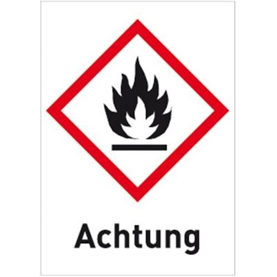 Aufkleber Entzündbar (GHS 02) Achtung, Folie, 105x148 mm