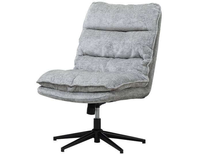 Homcom Bürostuhl Ohne Armlehnen Gepolsterter Schreibtischstuhl mit Breiter Polster, Grau, Metall, Füllung: Polyester,Polyester, 63.5x102x81 cm, Büromöbel, Bürostühle, Drehstuhl