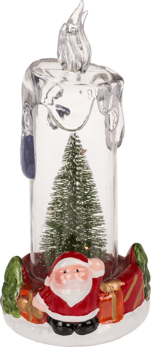 LED kerstkaars met kerstboom en kerstman
