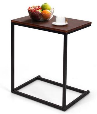 Costway 26 Inch Beside Sofa Laptop Holder End Stand Desk-Dark Brown