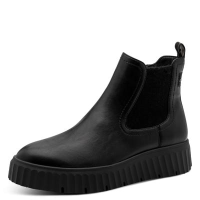 Chelseaboots TAMARIS, Damen, Gr. 41, Synthetik Textil, schwarz, Lederimitat, Schuhe Chelseaboots, Plateau, Stiefelette mit praktischem Innenreißverschluss
