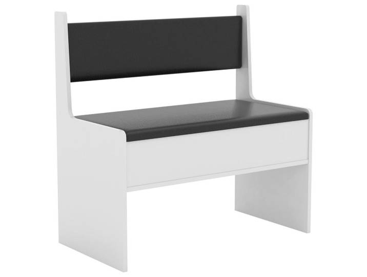Mid.you Sitzbank, Weiß, 80x80x42 cm, in verschiedenen Holz-Dekoren erhältlich, mit Rückenlehne, Größen erhältlich, Esszimmer, Bänke, Sitzbänke