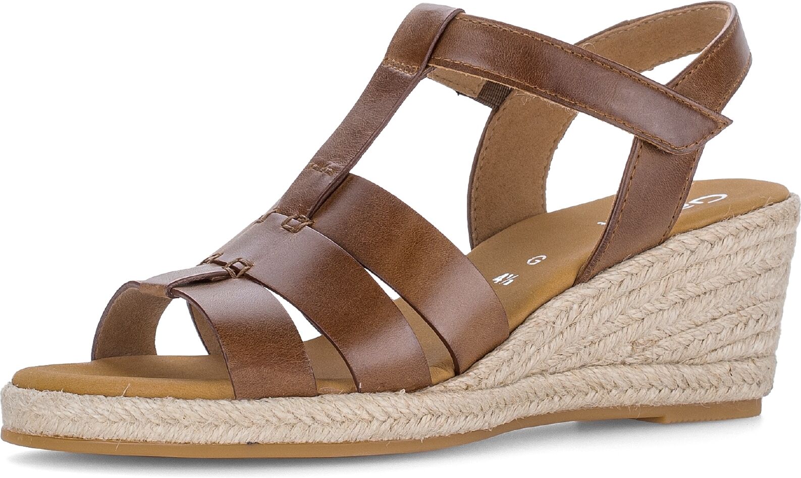 Keilsandalette GABOR "Athen", Damen, Gr. 42, braun (beige), Kalbsleder, Schuhe Keilsandalette, Sommerschuh, Riemchensandale in Schuhweite G (=weit) beige 42