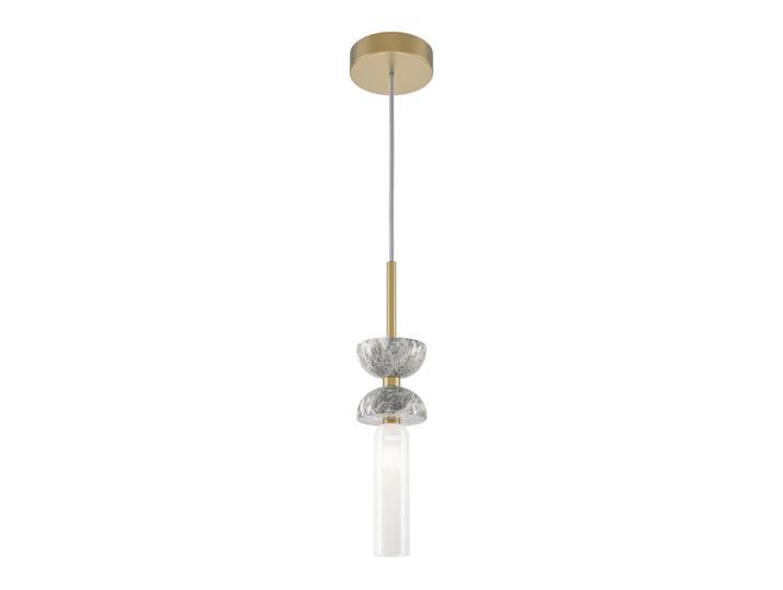 Maytoni Pendelleuchte Kyoto, Grau, Weiß, Goldfarben, Metall, Stein, 336.5 cm, CE, höhenverstellbar, gleichmäßige Lichtverteilung, Lampen & Leuchten, Innenbeleuchtung, Hängeleuchten, Pendelleuchten