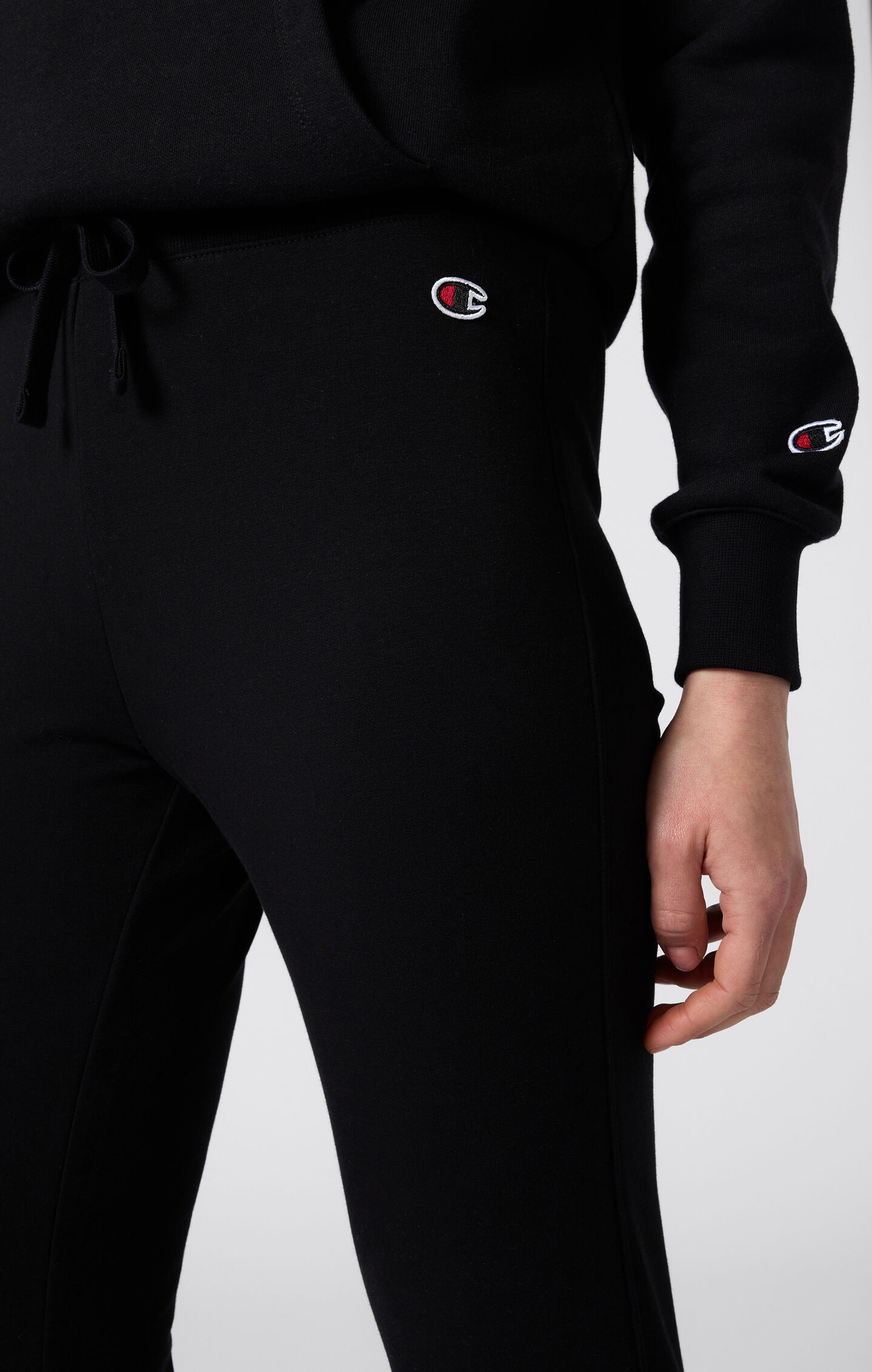 Jogginghose CHAMPION, Damen, Gr. S (38), N-Gr, schwarz (nbk, ns), Obermaterial: 80% Baumwolle, 15% Polyester, 5% Elasthan, Hosen Jogginghose