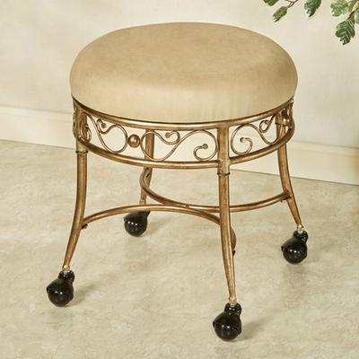 Touch of Class Madden Cushioned Vanity Stool Golden Bronze , Golden Bronze