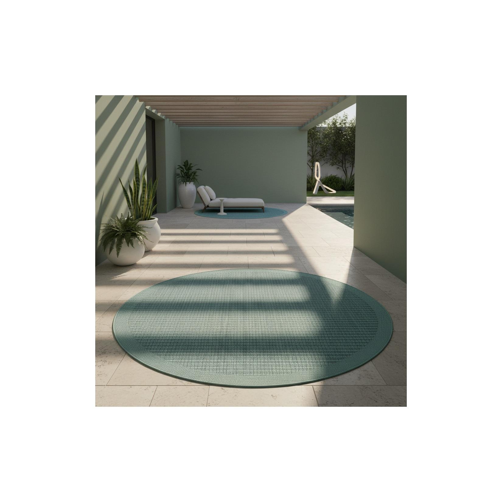 Teppich Outdoor DAFNE in Blau, einfarbig, Ø 120 cm