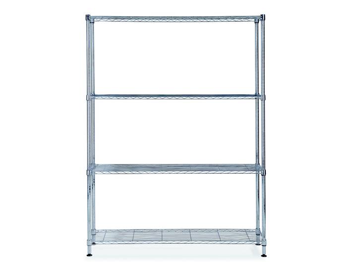 Alba Rayonnage de bureau en fil métal Stockolm 4 tablettes - H. 160 x L. 120 cm - Chromé
