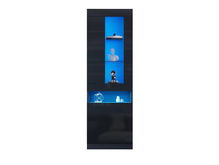 Komhtom Vitrine mit LED Beleuchtung in Schwarz, Mode, 40x180x50 cm, Esszimmer, Vitrinen, Vitrinenschränke