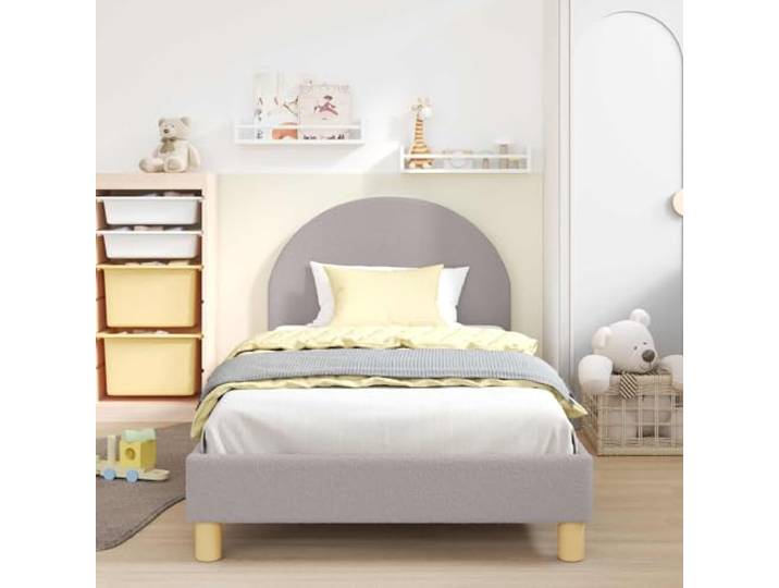 YUOTYRKTEJRSG Modernes Bettgestell Schlankes Design 90 x 200 cm Hellgrau Kinderbettgestell mit Kopfteil Hellgrau 90x200 cm Schafstoff Bettrahmen mit Stauraumfächern Lattenrost Modernes Design