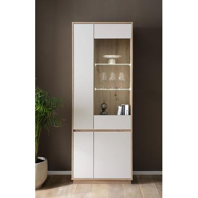 Vitrine HOME AFFAIRE "Sonora, moderne Glasvitrine, Stauraumelement, Schrank", weiß (kaschmir, eiche artisan), B:75cm H:205cm T:40cm, FSC-zertifizierter Holzwerkstoff, Schränke, Vitrine, filigrane Rahmenoptik, ausreichend Stauraum, vielseitig einsetzbar