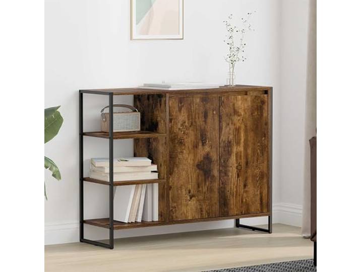 HEFZGDB Industrieller Sideboard Schrank für Wohnzimmer mit Stahlbeinen - Moderner Seitenschrank mit anpassbaren Regalen als funktionales Möbelstück - Funktionaler Aufbewahrungsschrank