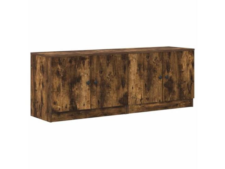 Fisinber Nachttisch 2er Set Geräucherte Eiche 66x35x48 cm Bettschrank Praktische Nachtkonsolen aus stabilen Holzwerkstoffen mit 4 Türen bieten viel Ablagefläche für das Schlafzimmer.