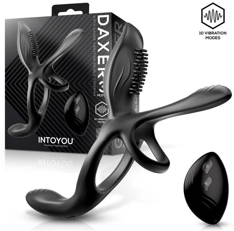 Intoyou Anneau double pour pénis avec stimulateur clitoridien et 10 modes de vibration