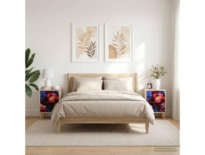 YUTAASU Nachttisch Kiel 2er Set Sonoma-Eiche 36x33x50 cm Holzwerkstoff, Erhöhte Füße, Wandbefestigung, Viel Stauraum, Modernes Design