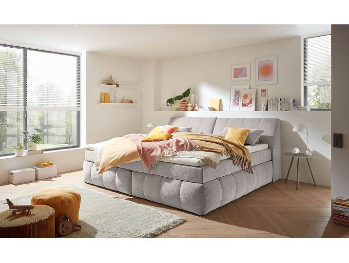 Familienbett Boxspringbett Kesele 240 x 200cm Chenille Triss Silber