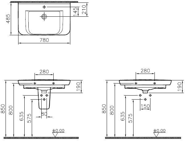 Vitra Sento Waschtisch 78 cm, 5947B403-0001 5947B403-0001