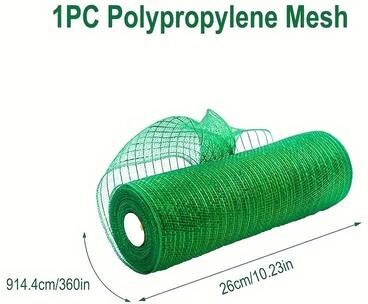 Uplifted Finds 10 Yard Polypropylene Decorative Mesh Roll For Handmade Christmas Tree Wreath Seasonal And DIY Holiday Decorations green
