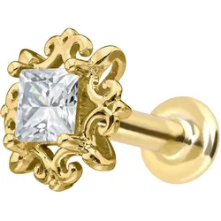 14 Karat Gold Labret mit Innengewinde MOISSANIT-QUADRAT + ORNAMENTE