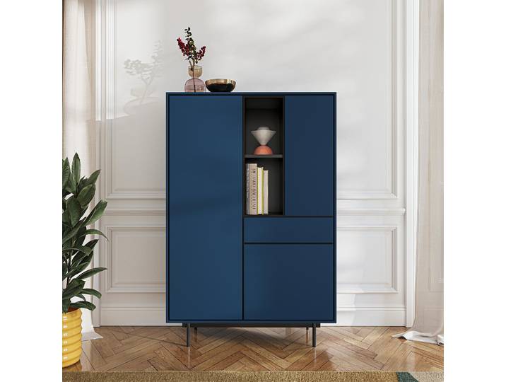 HABITAT - Buffet haut 3 portes et 1 tiroir - Bleu pétrole - Design by Céline Mognon Fichet - Farrel