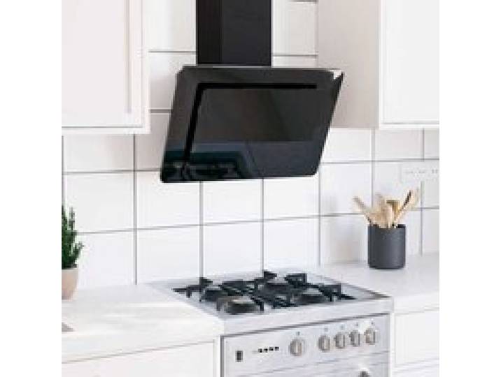 Meilleure MEUBLE Hotte murale 60 cm Acier inoxydable et verre trempé Noir&01_6578