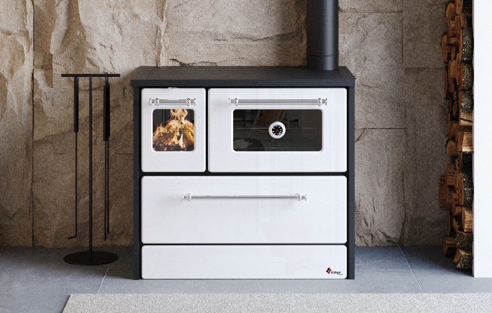 Küchenofen Holzherd 701-G Omega weiß, rechte Version - 9,18 kW