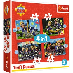 4-in-1-Puzzle – Die Abenteuer von Feuerwehrmann Sam Trefl 34632