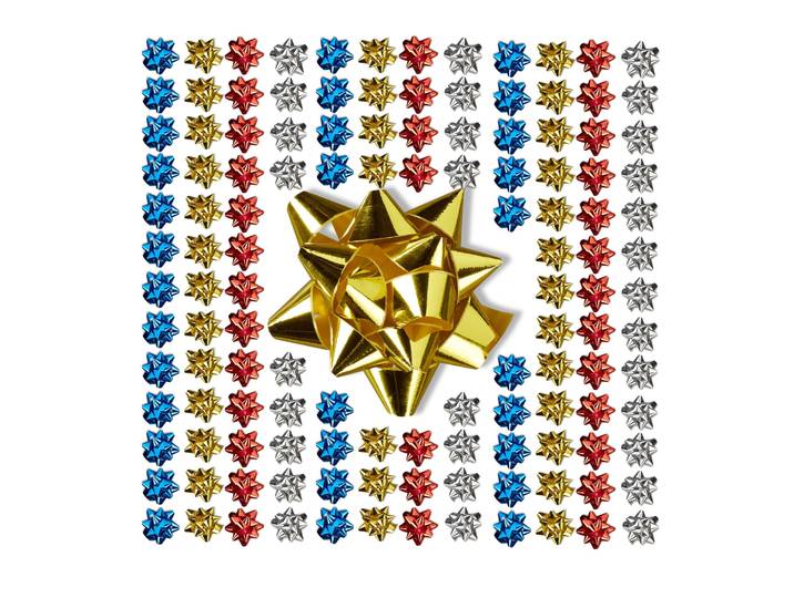 Geschenkschleifen 200er-Set Blau-Rot-Silber
