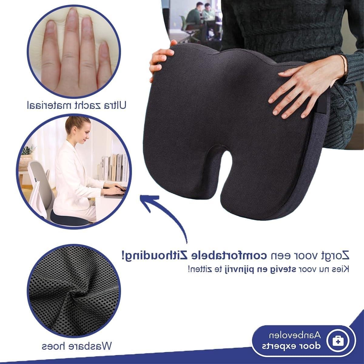 Orthopedisch Zitkussen - Ergonomisch Stuitkussen - Zwart - 45 cm