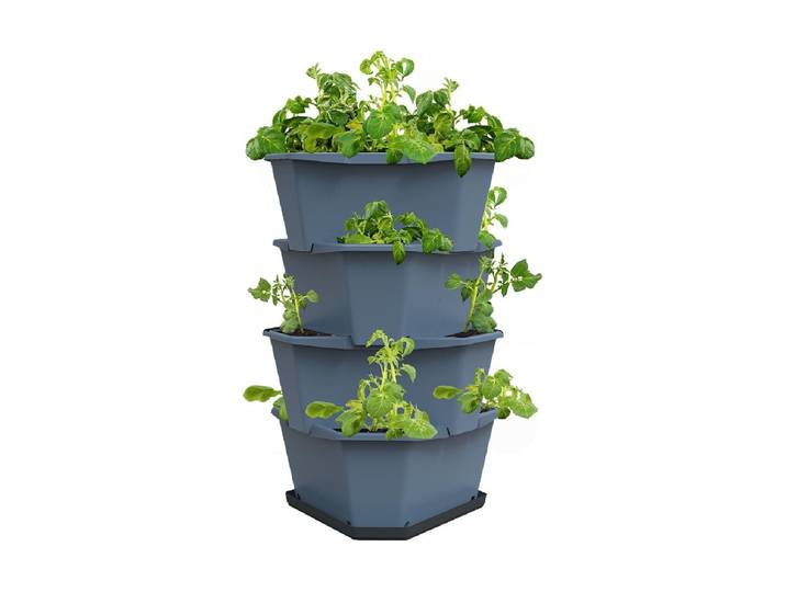Pflanzkübel GUSTA GARDEN PAUL POT , grau, B:38,8cm T:44cm, Kunststoff, Pflanzgefässe, Pflanzkübel
