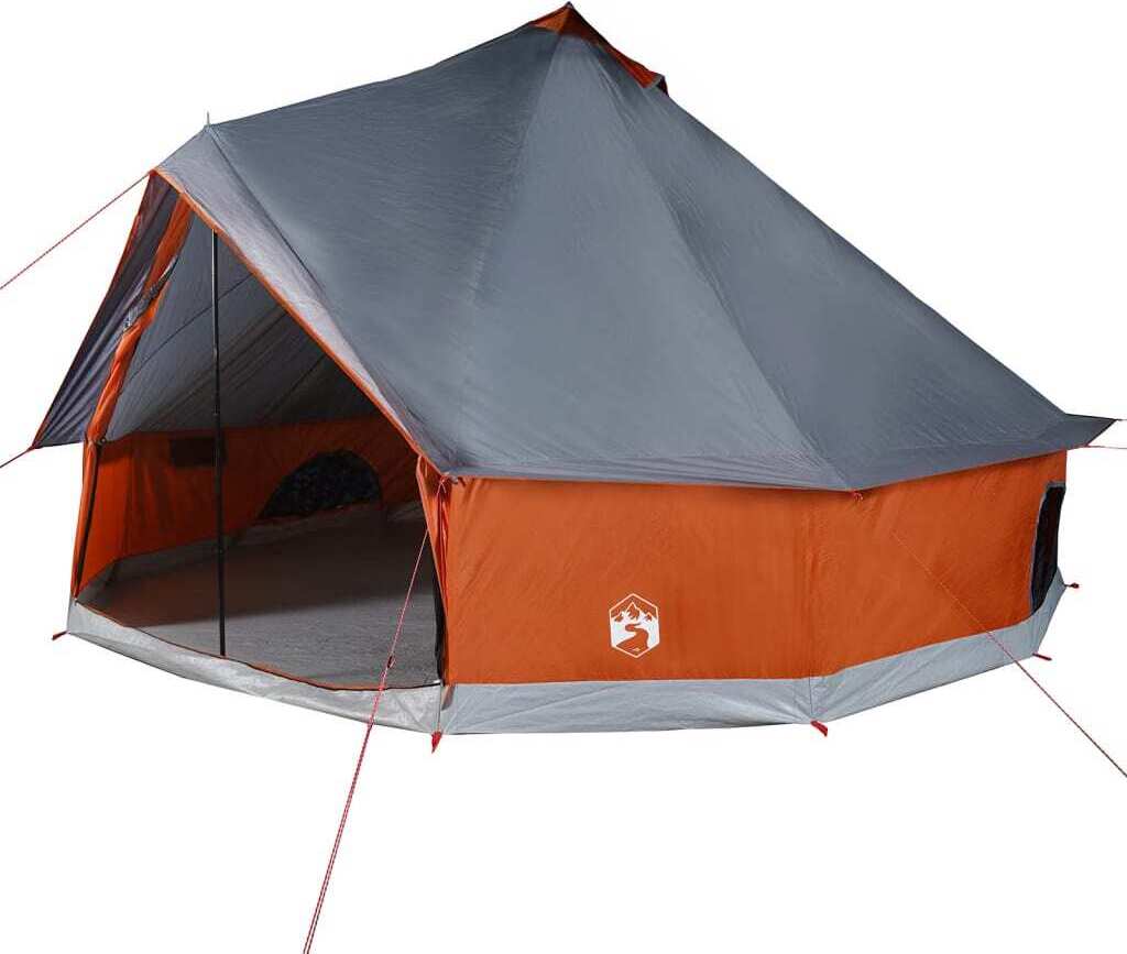 Tipi-Familienzelt 10 Personen Grau und Orange Wasserdicht