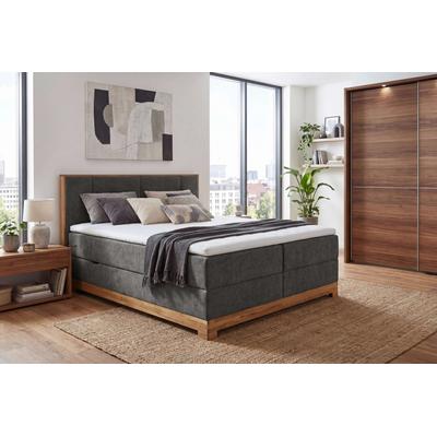 Boxbett OTTO HOME "Fennor, Doppelbett, Polsterbett, Federkernbett, Komforbett, 160/180 cm", schwarz, B:186cm L:213cm, 100% PES, Komplettbetten, Boxbett: 5-Z-Taschenfederkern im Unterbau, Härtegrad 3, inkl. Topper