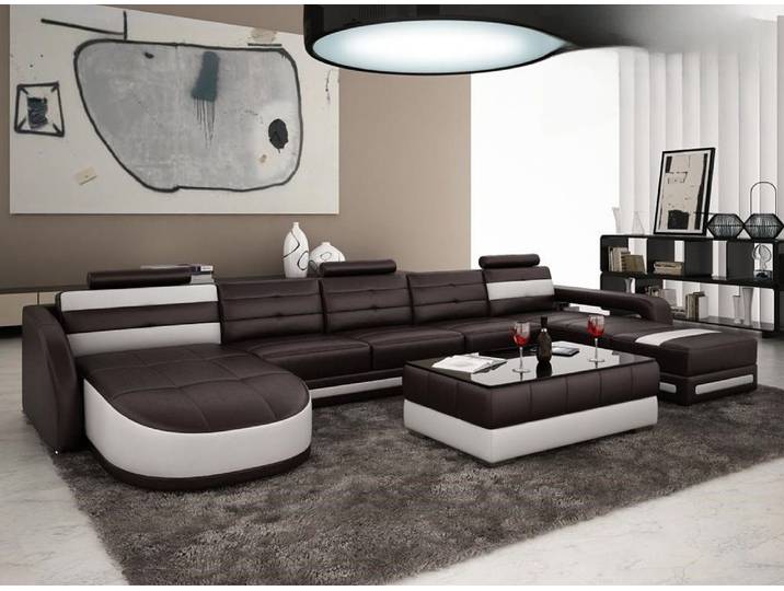 Xlmoebel Ecksofa Designer PISA Wohnlandschaft aus Leder mit USB-Anschluss, Ecksofa, Hergestellt in Europa