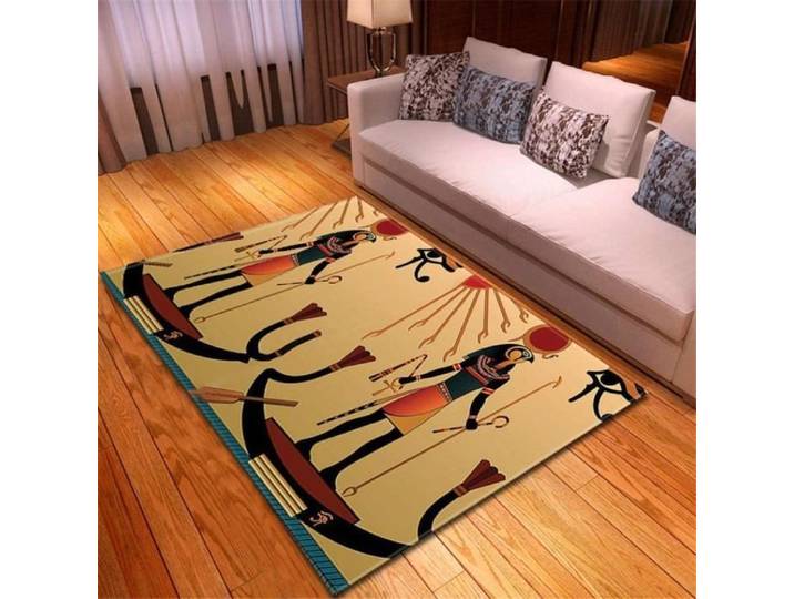 Tapis de Salon Doux à Poils Courts - Pharaon Égyptien - Multicolore - Rectangulaire - 60x90cm