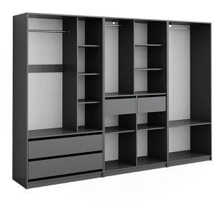 Vicco Kleiderschrank Elmo, 3er Set, anthrazit, ohne Tür mit Schubladen, (B/H/T) 280 x 200 x 50cm