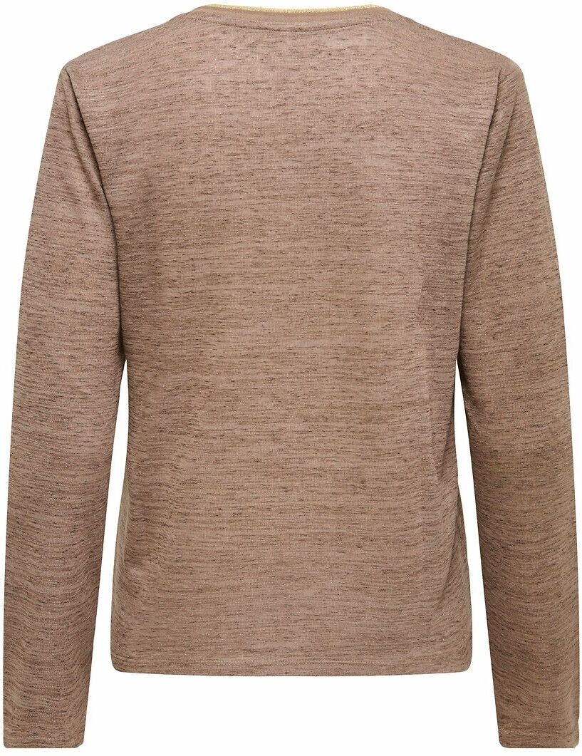 ONLY T-shirt manches longues en lurex, col V doré